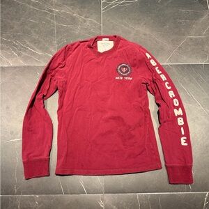 Abercrombie & Fitch Men's Burgundy Long Sleeve Shirt
